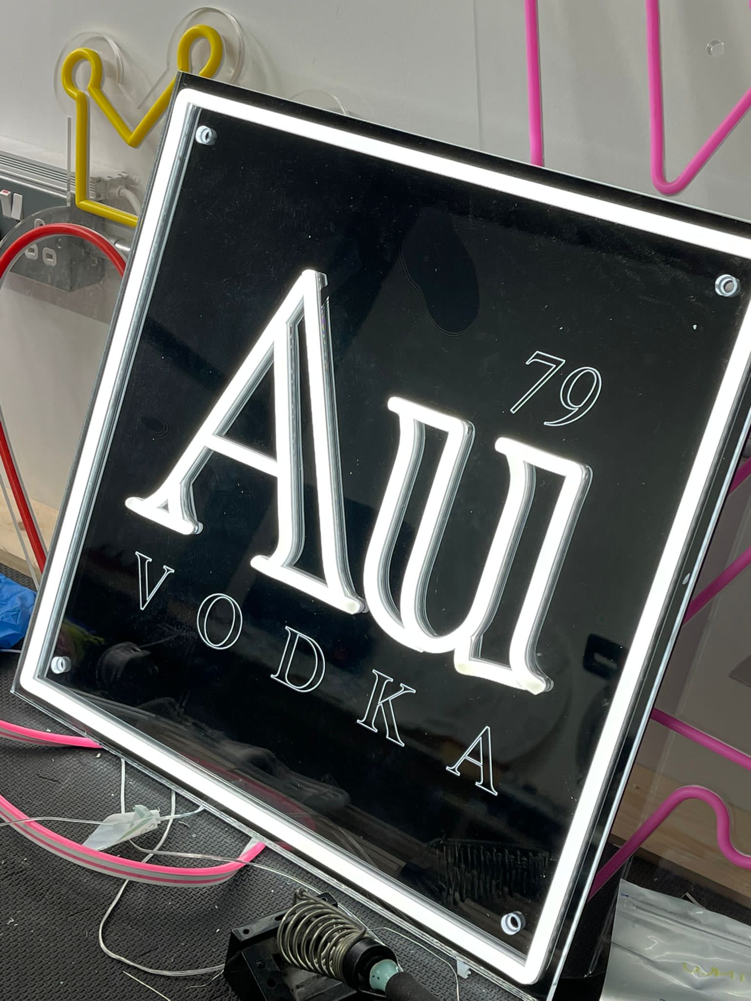 Au Vodka illuminated square sign