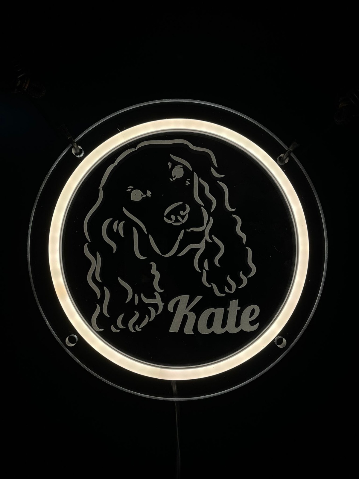 Kate spaniel LED ring sign