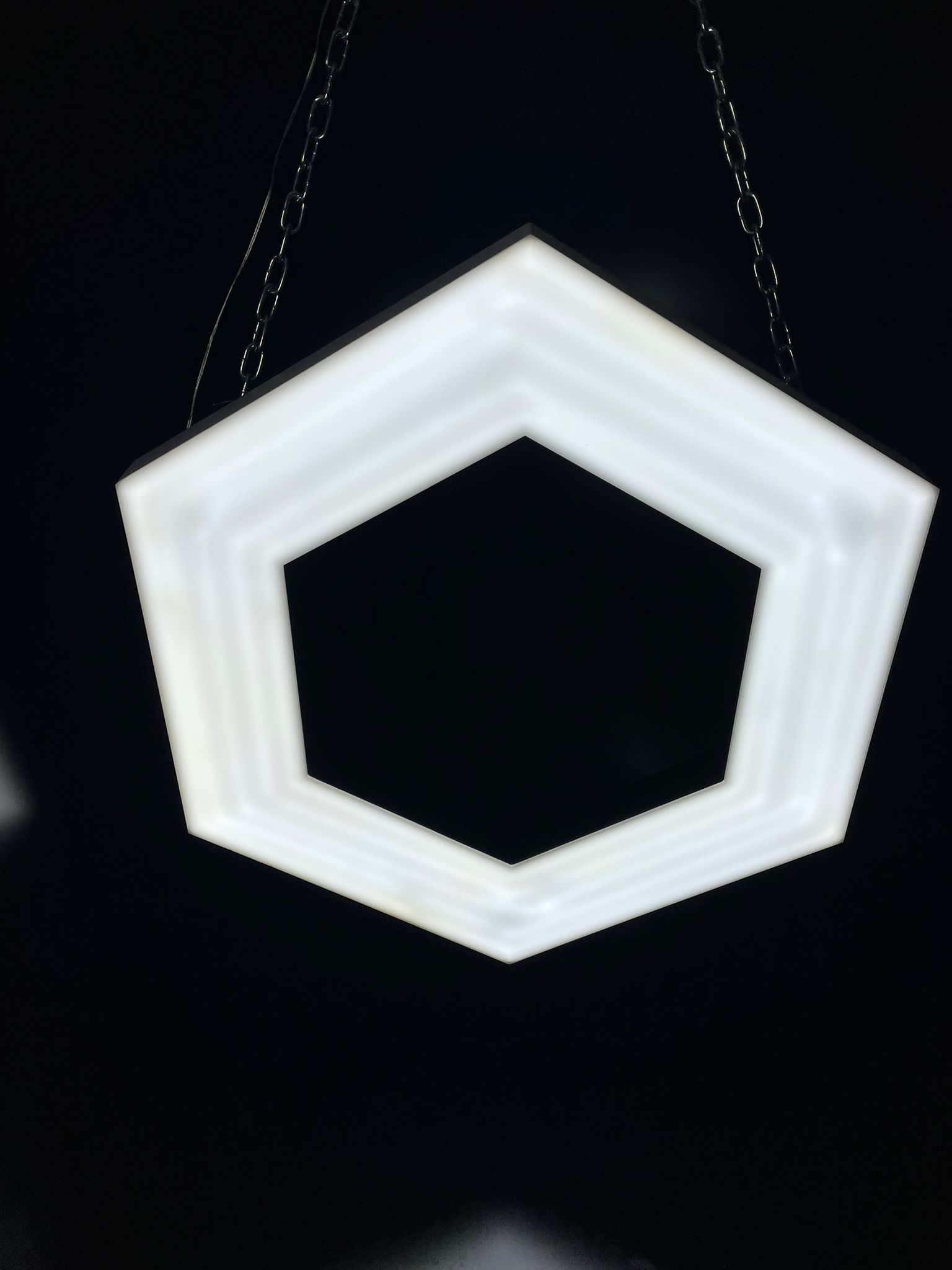 Hexagonal illuminated pendant sign