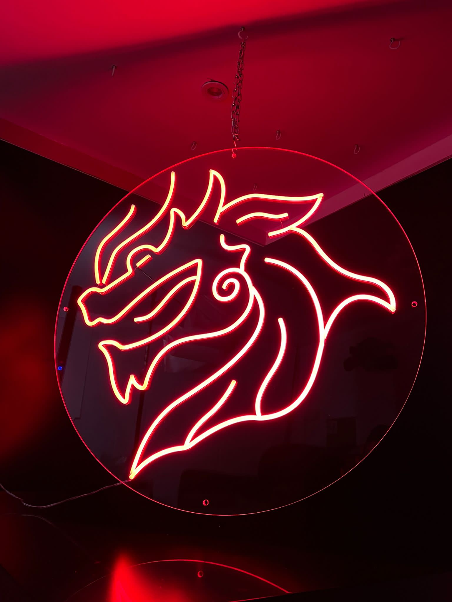 Welsh red dragon circular neon