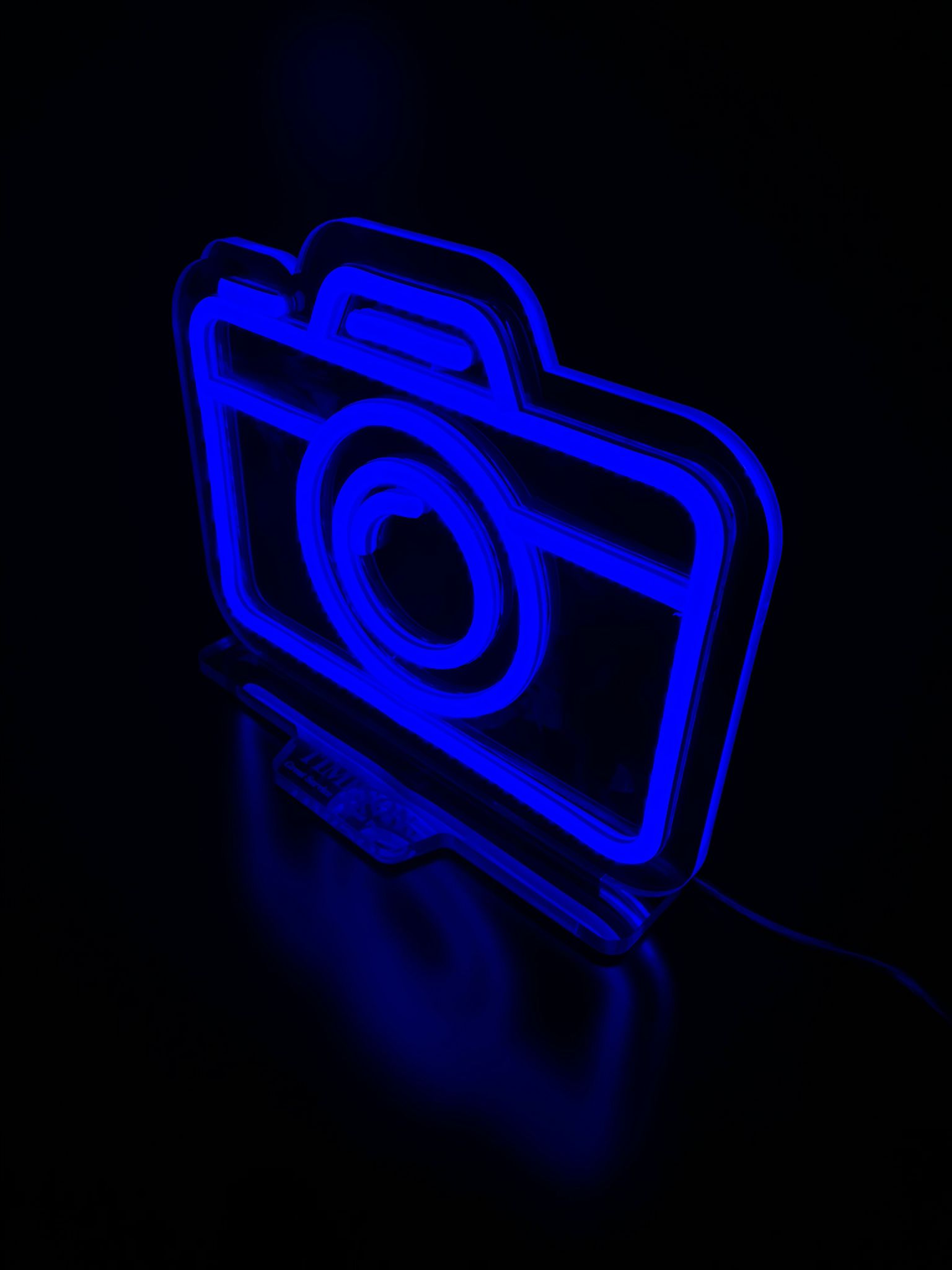 Timpson blue camera neon