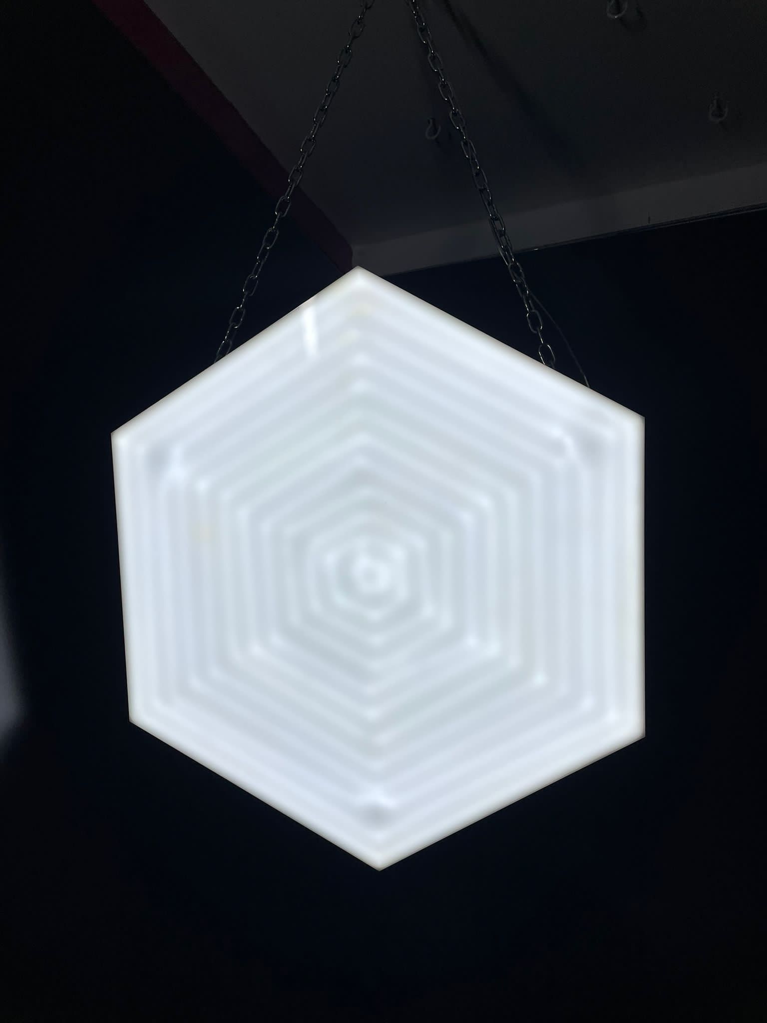 Hexagonal illuminated pendant sign