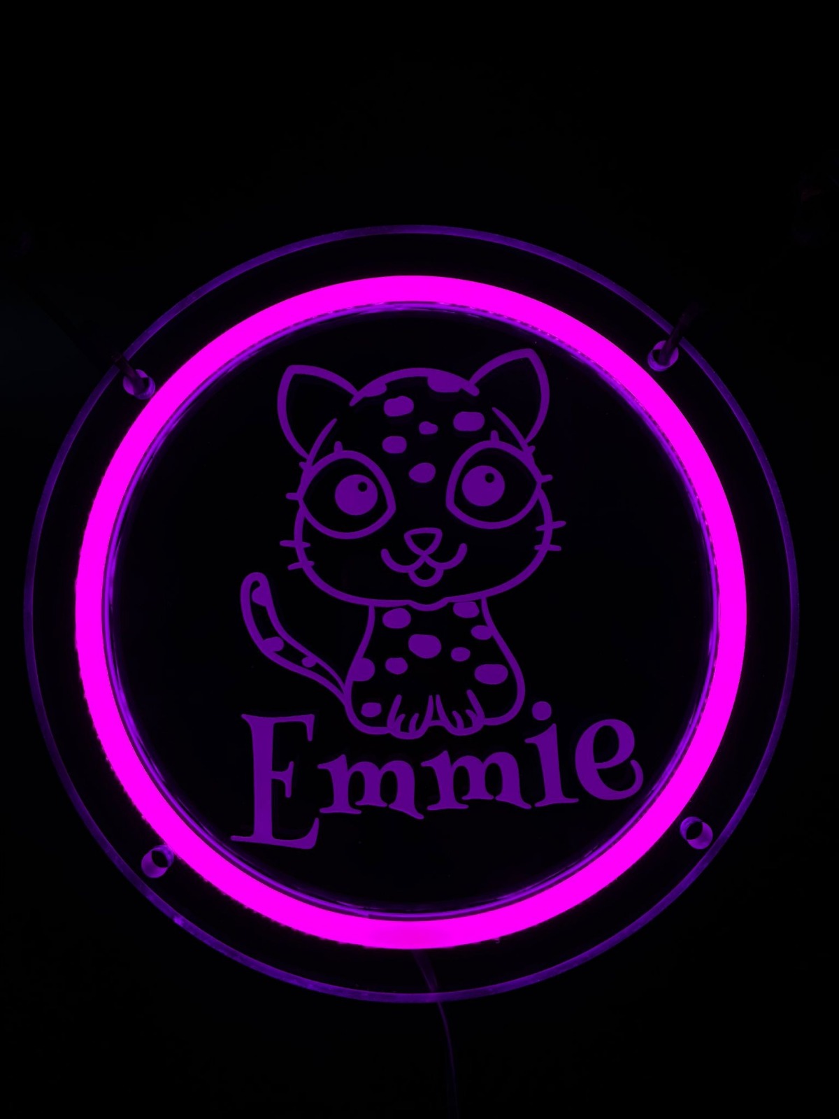 Emmie pink leopard LED ring sign