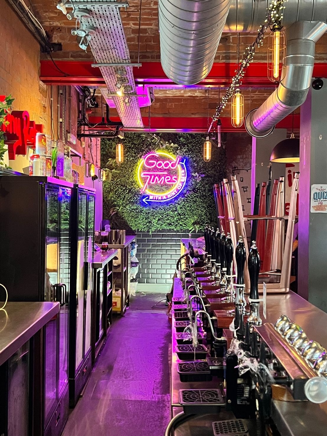 Good Times bar with hint-of-beer neon installation