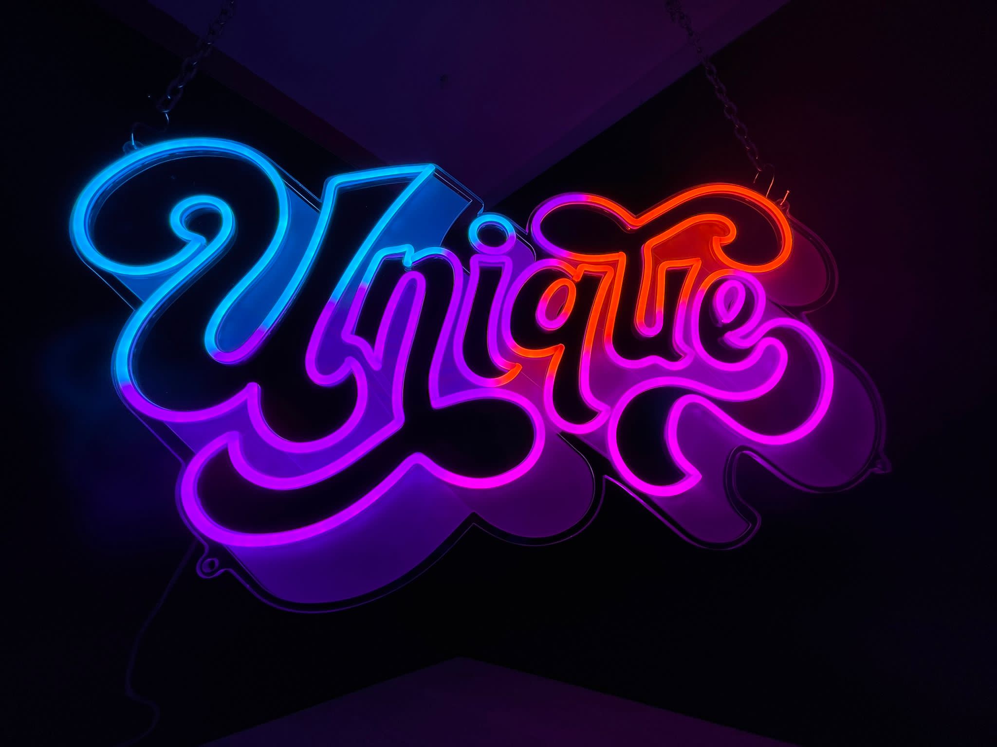 Uniqe colourful retro-style neon
