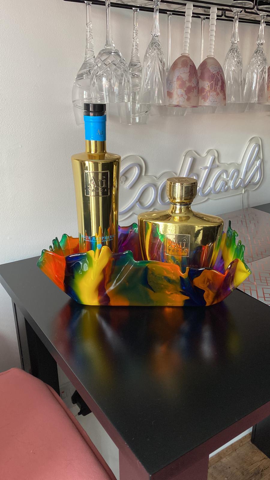 Au Vodka rainbow resin display tray