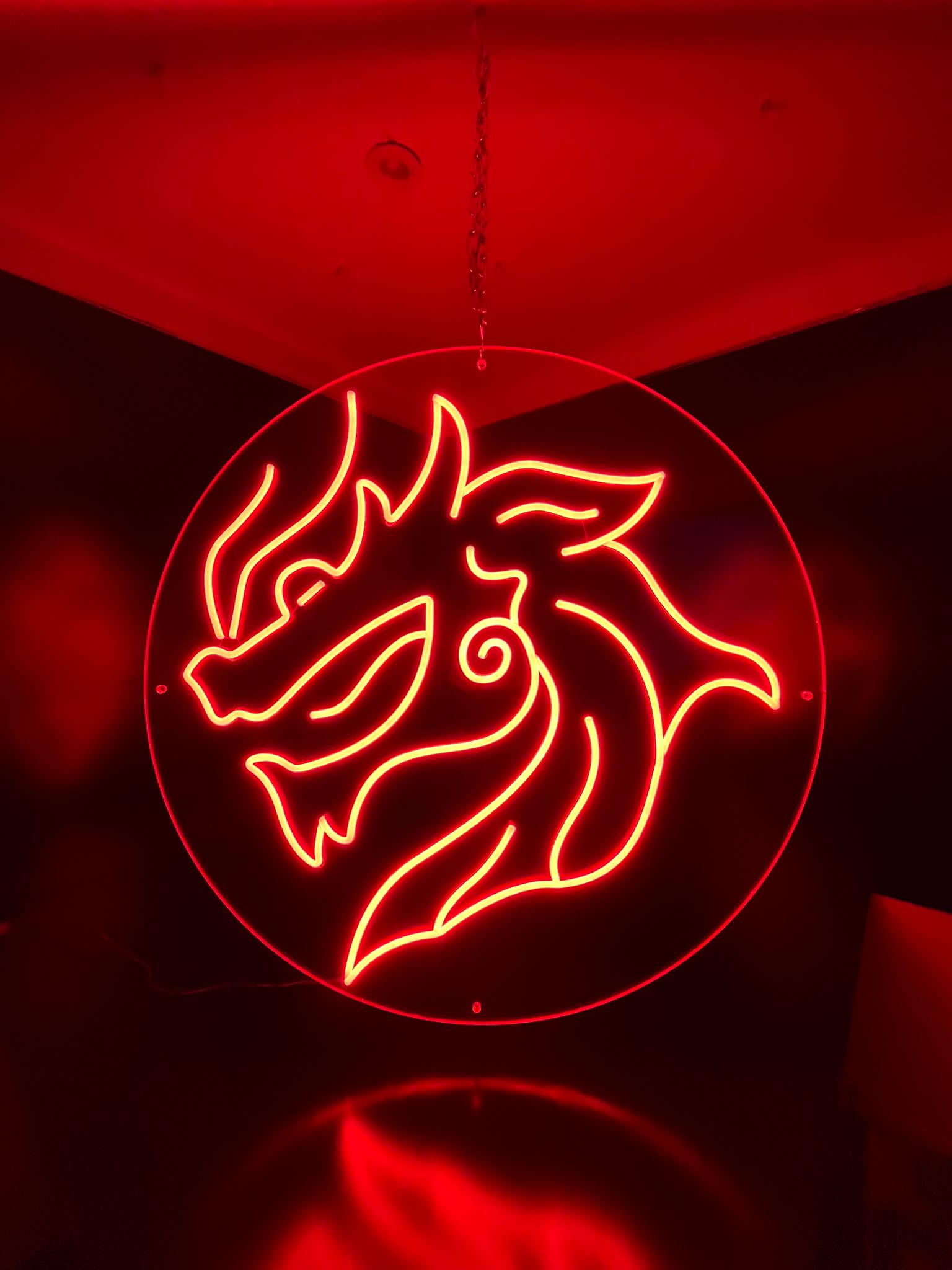 Welsh red dragon hanging neon