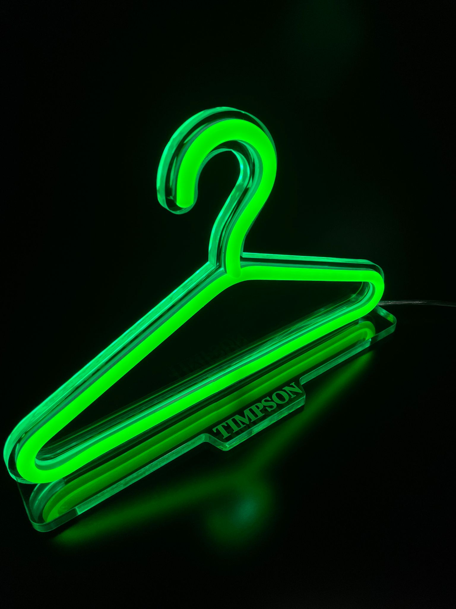 Timpson green hanger neon