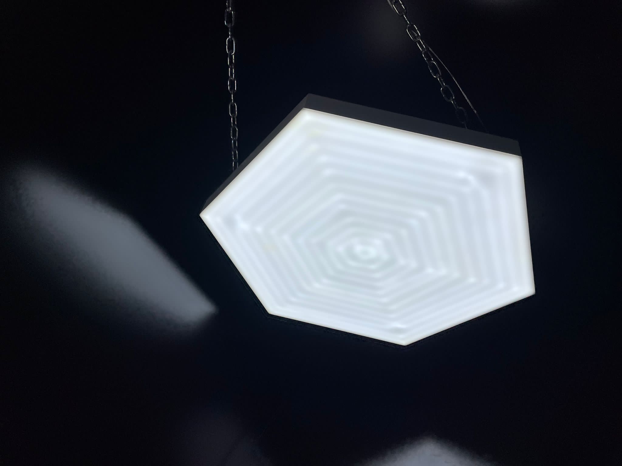 Hexagonal illuminated pendant sign