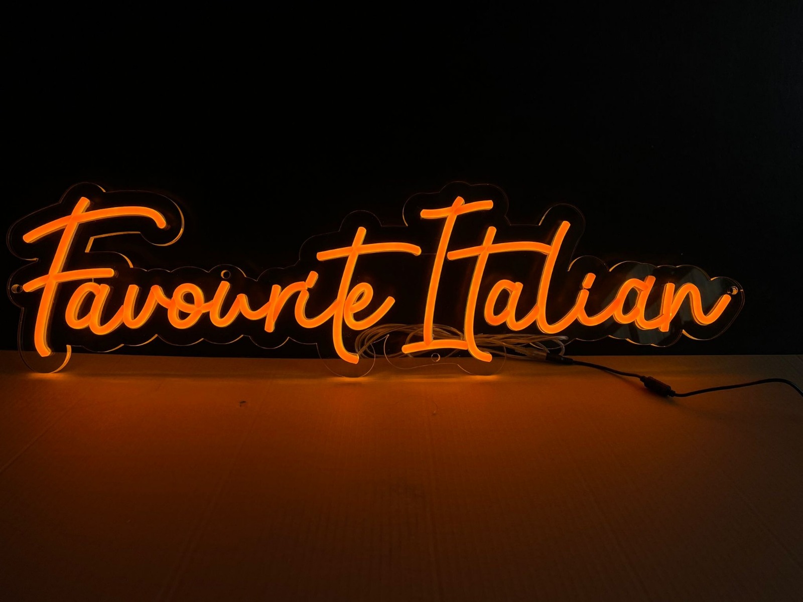 Favourite Italian orange script neon