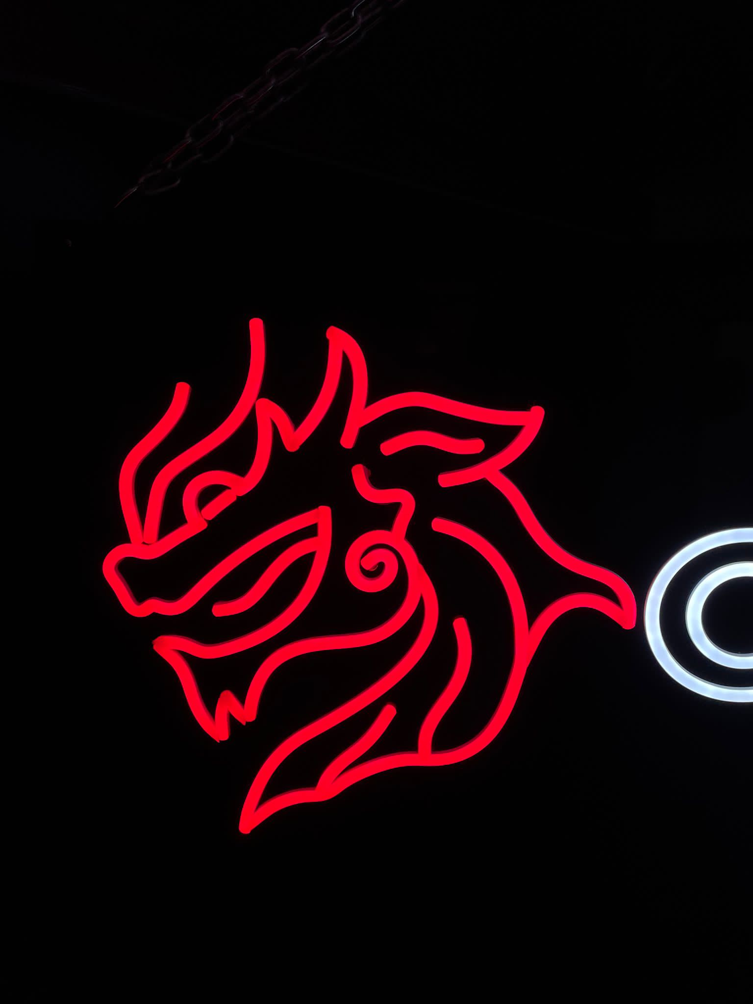 Welsh red dragon circular neon