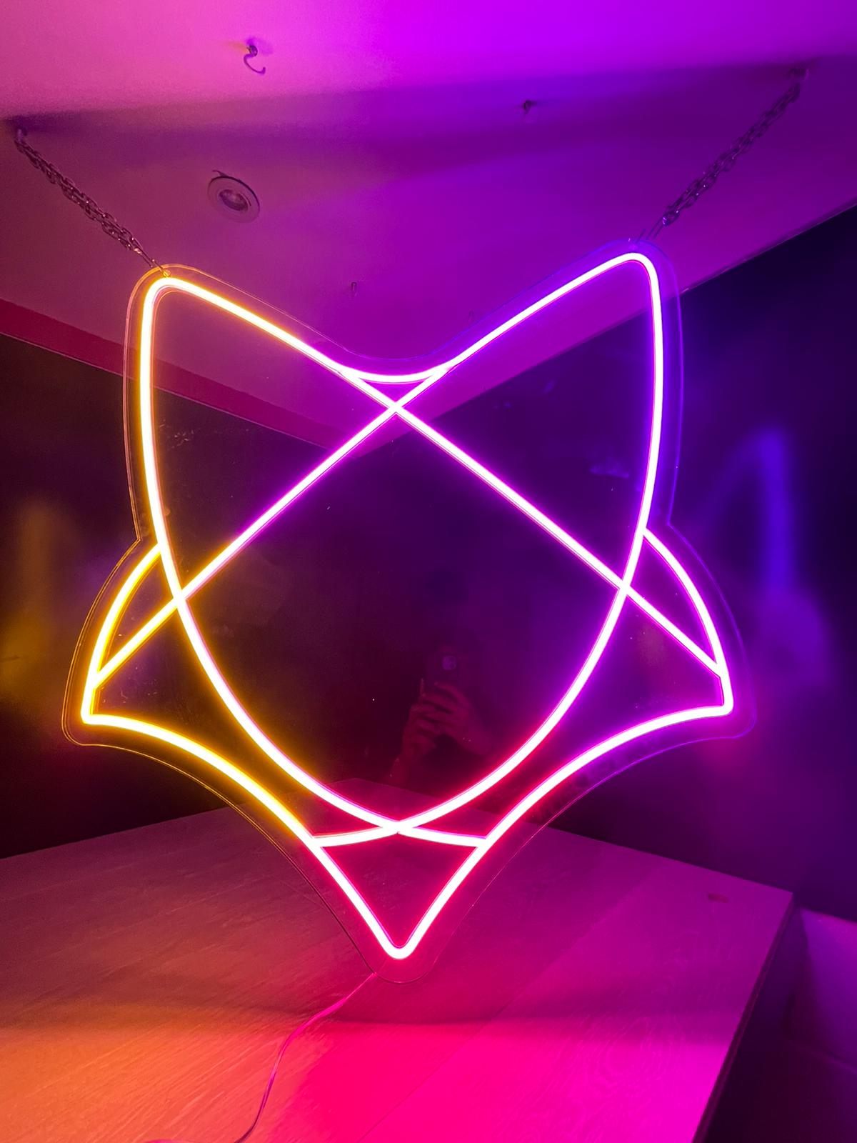 Pink and yellow geometric fox neon