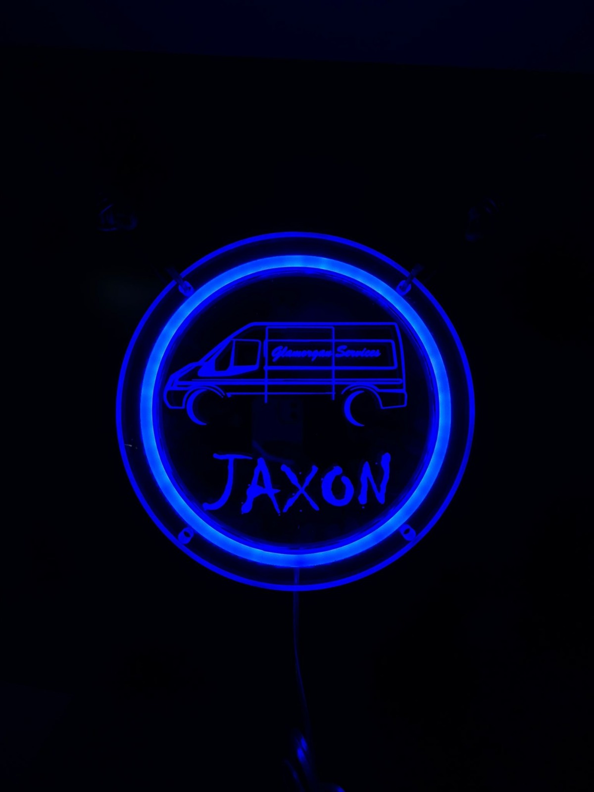 Jaxon van logo blue circular neon