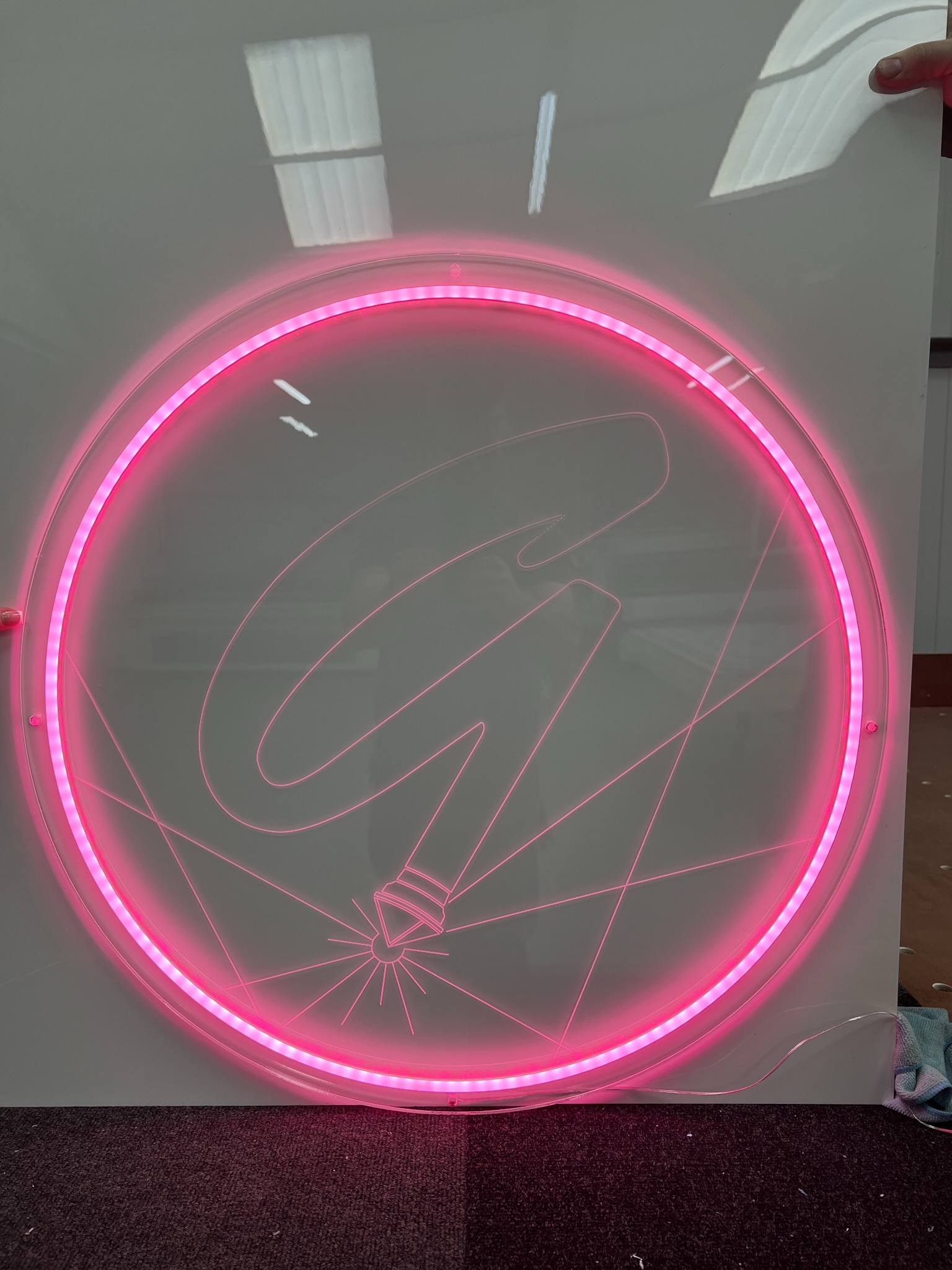 GlamCNC pink G logo LED ring sign