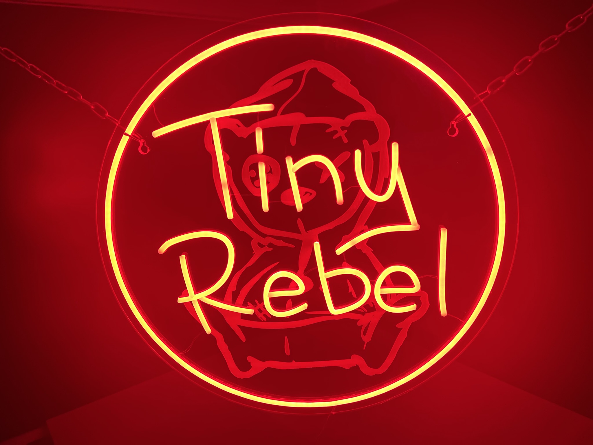 Tiny Rebel red bear circular neon