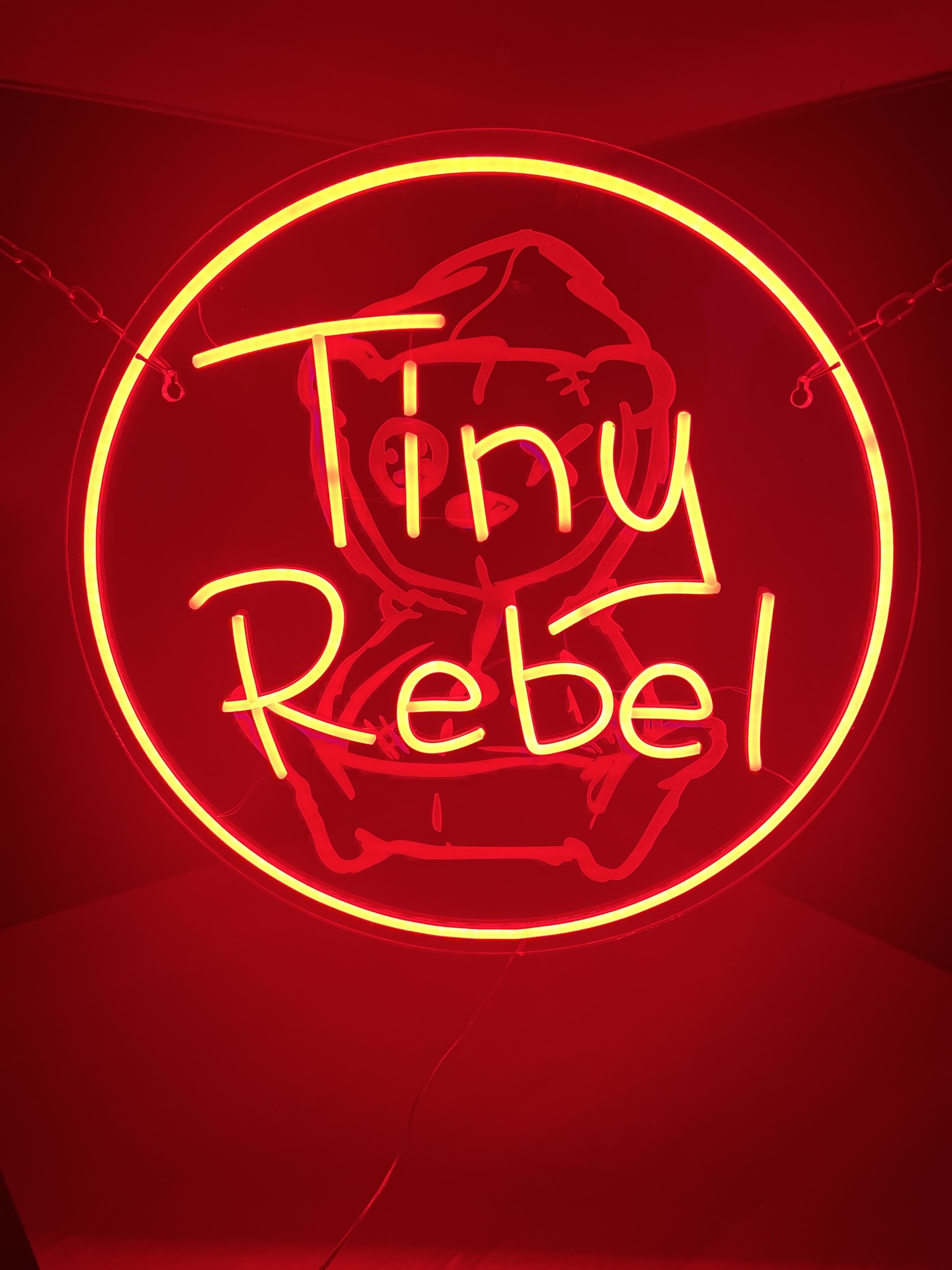 Tiny Rebel red bear circular neon