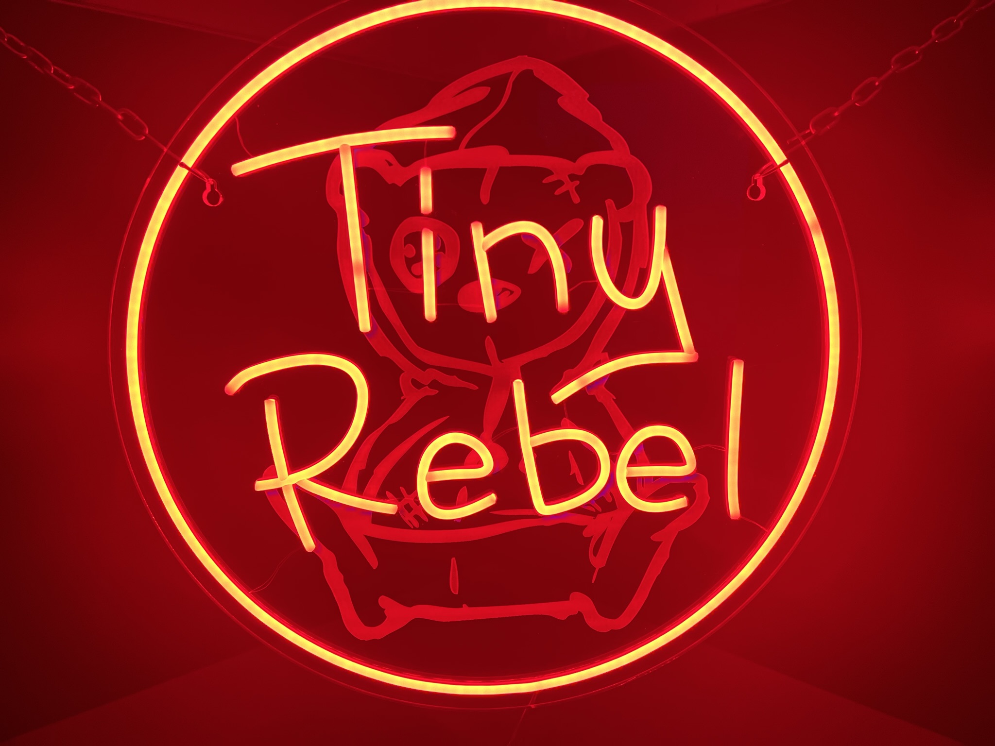 Tiny Rebel red bear circular neon